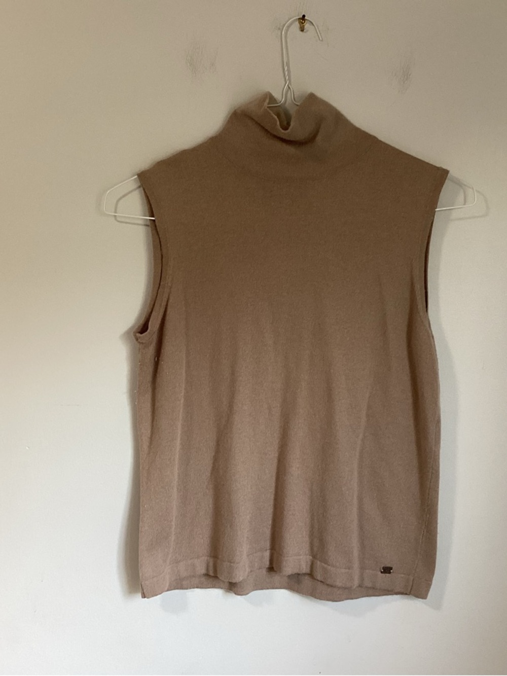 *Sleeveless Turtleneck Sweater Vest in Taupe